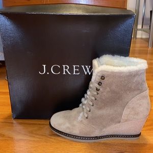 J. CREW MACALISTER SHEARLING WEDGE BOOTS- EXCELLENT CONDITION